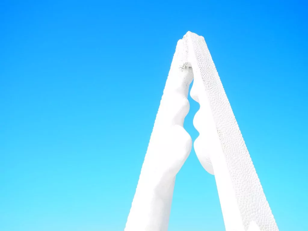 White structure in blue background
