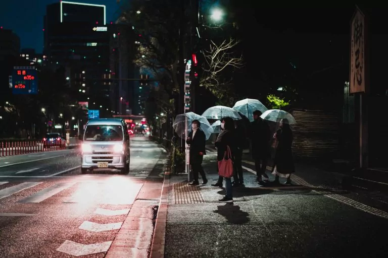 Raining in Japan streets
