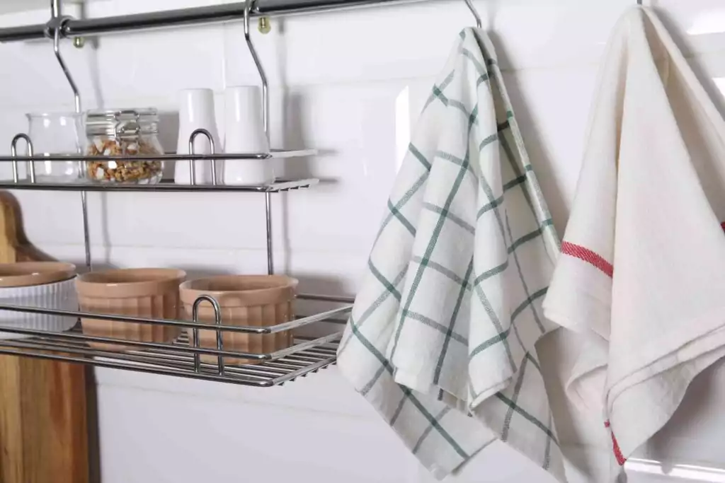 Kitchen towels hanging