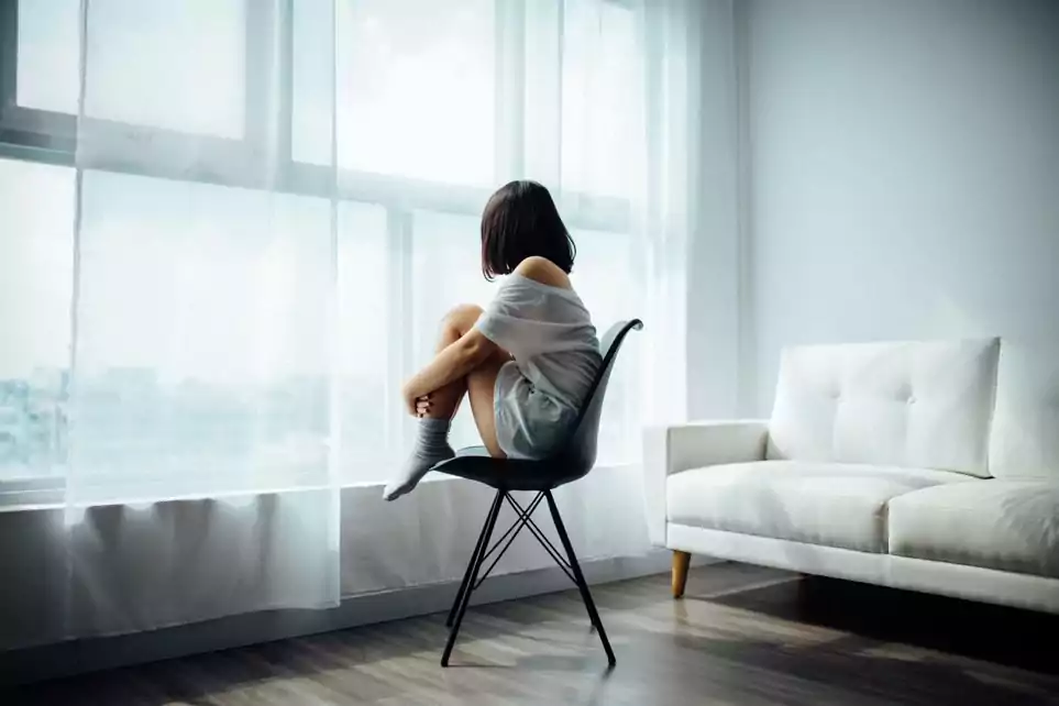 Woman alone in the room